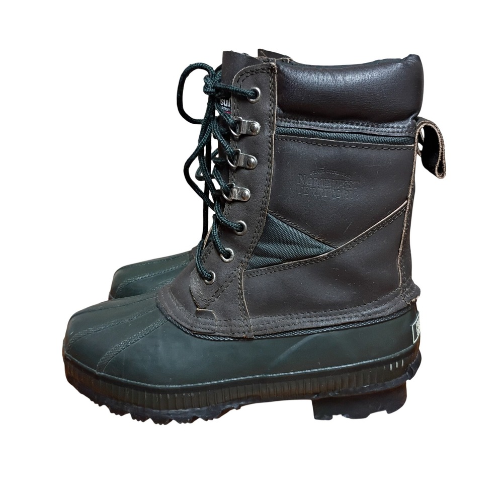 Northwest Territory Mens 7 Duck Boots Insulated Steel Shank Green Brown Winter